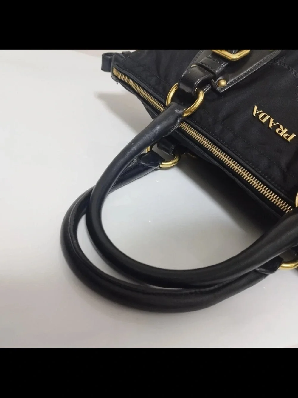 Prada Black Nylon Tote with Leather Accents
